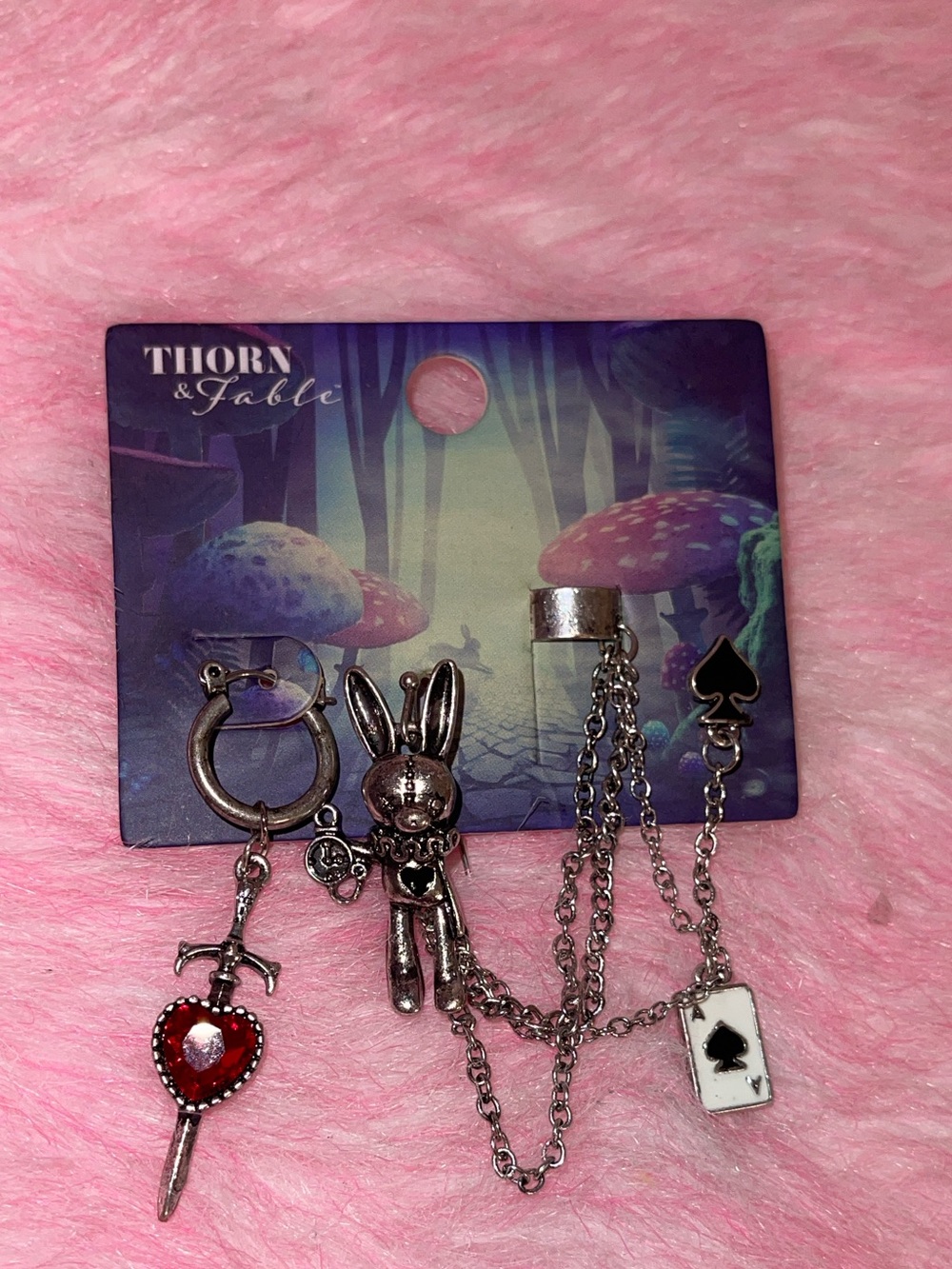Alice in wonderland madness returns gothic Lolita earring clip cuff rabbit ear